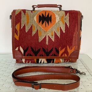 Vintage Turkish Kilim Wool & Leather Messenger Bag